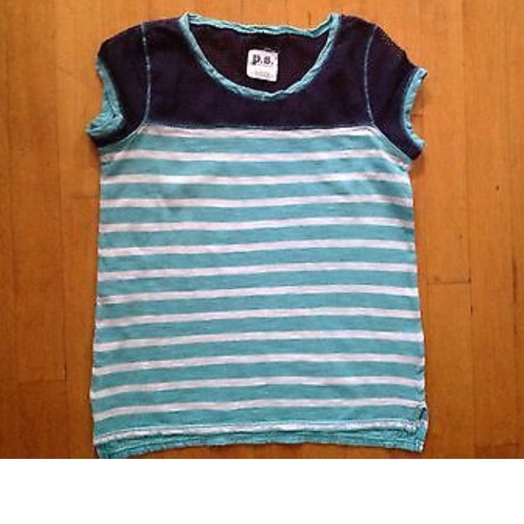 Aeropostale P.S. Girls Striped Blue Shirt Sz Large - Picture 6 of 8